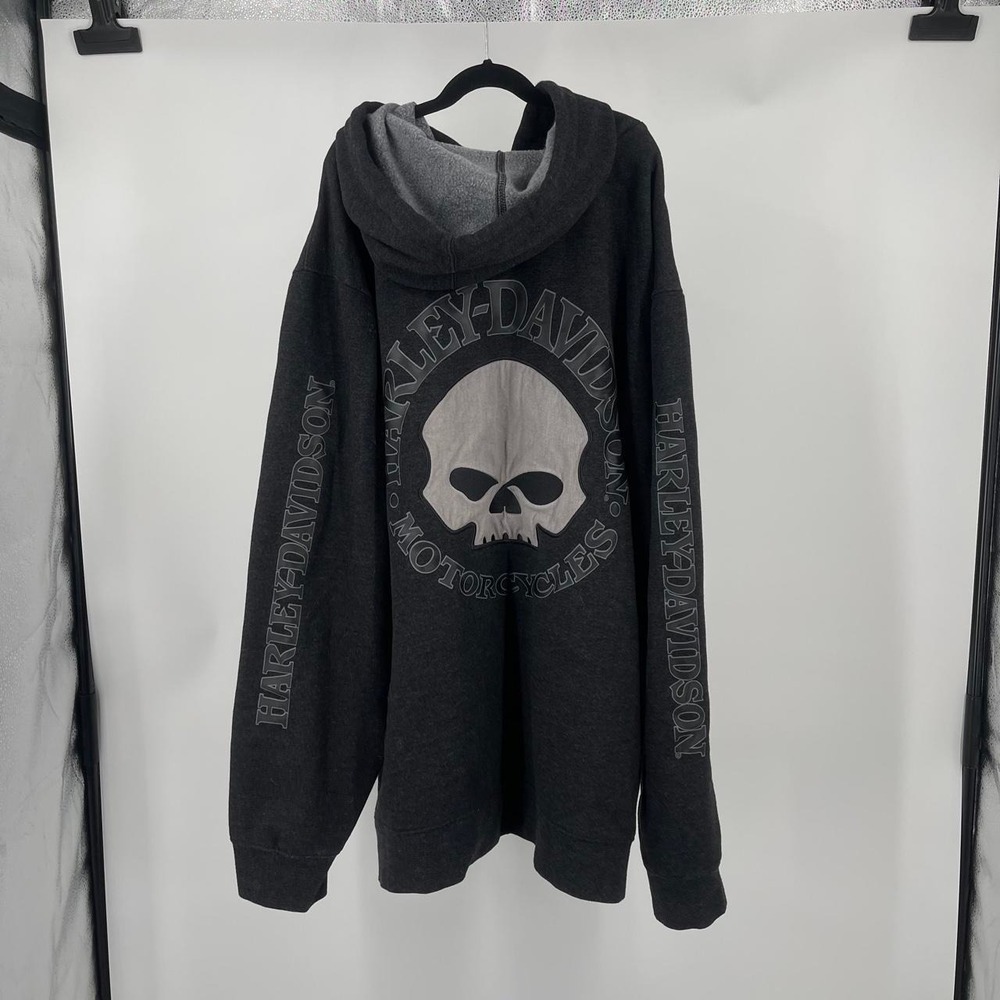 Y2K Harley Davidson Men's Skull Hoodie 3XL Grunge Biker Spellout Streetwear Goth